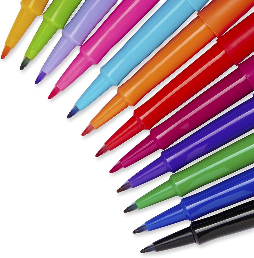 Paper Mate Flair Felt Tip Pens | Medium Point 0.7 Millimeter Marker Pens | School Supplies for Teachers  Students | Assorted Colors, 12 Count