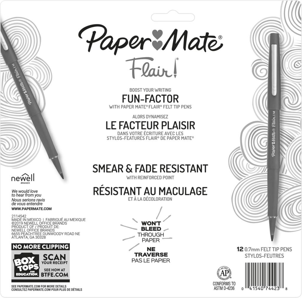 Paper Mate Flair Felt Tip Pens | Medium Point 0.7 Millimeter Marker Pens | School Supplies for Teachers  Students | Assorted Colors, 12 Count