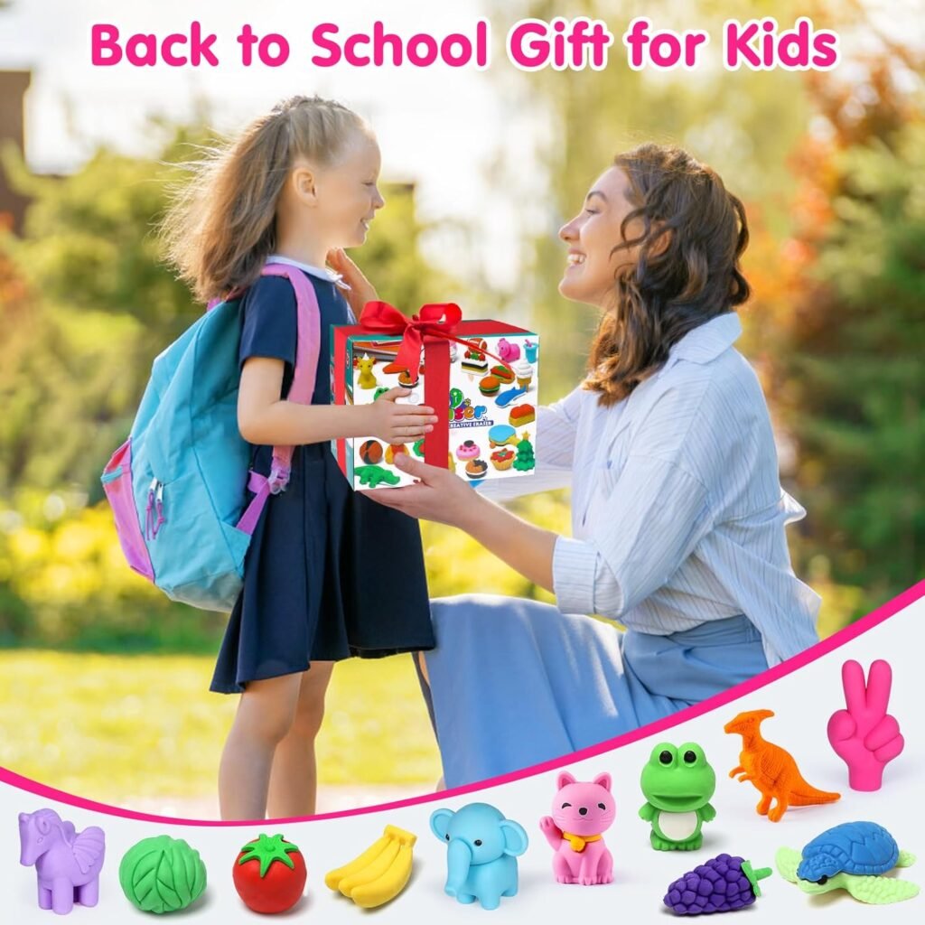 70 Pack Animal Erasers for Kids Bulk Desk Pets Classroom Prizes Treasure Box Toys for Classroom Supplies, 3D Puzzle Mini Erasers Pencil Eraser Back to School Supplies for Kids Party Favors (Random)