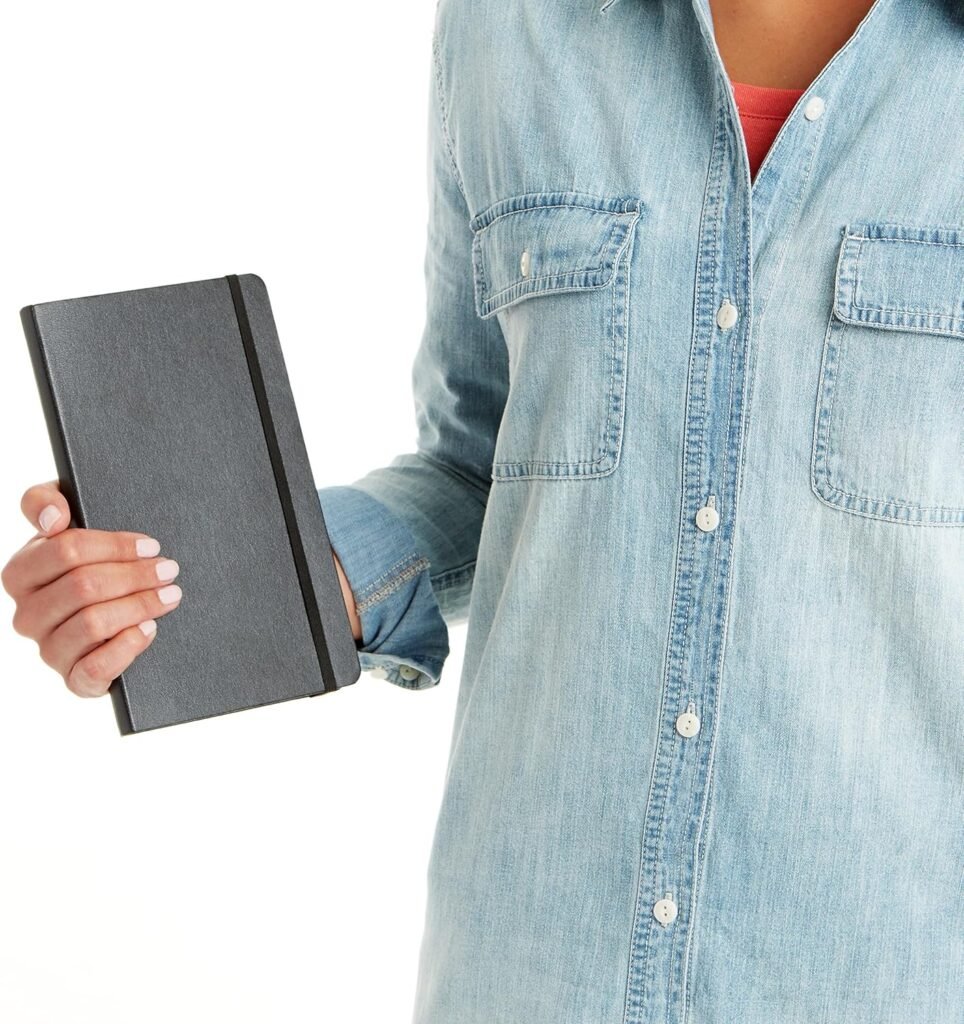 Amazon Basics Classic Lined Notebook, 240 Pages Hardcover, 5 x 8.25-Inch, Black