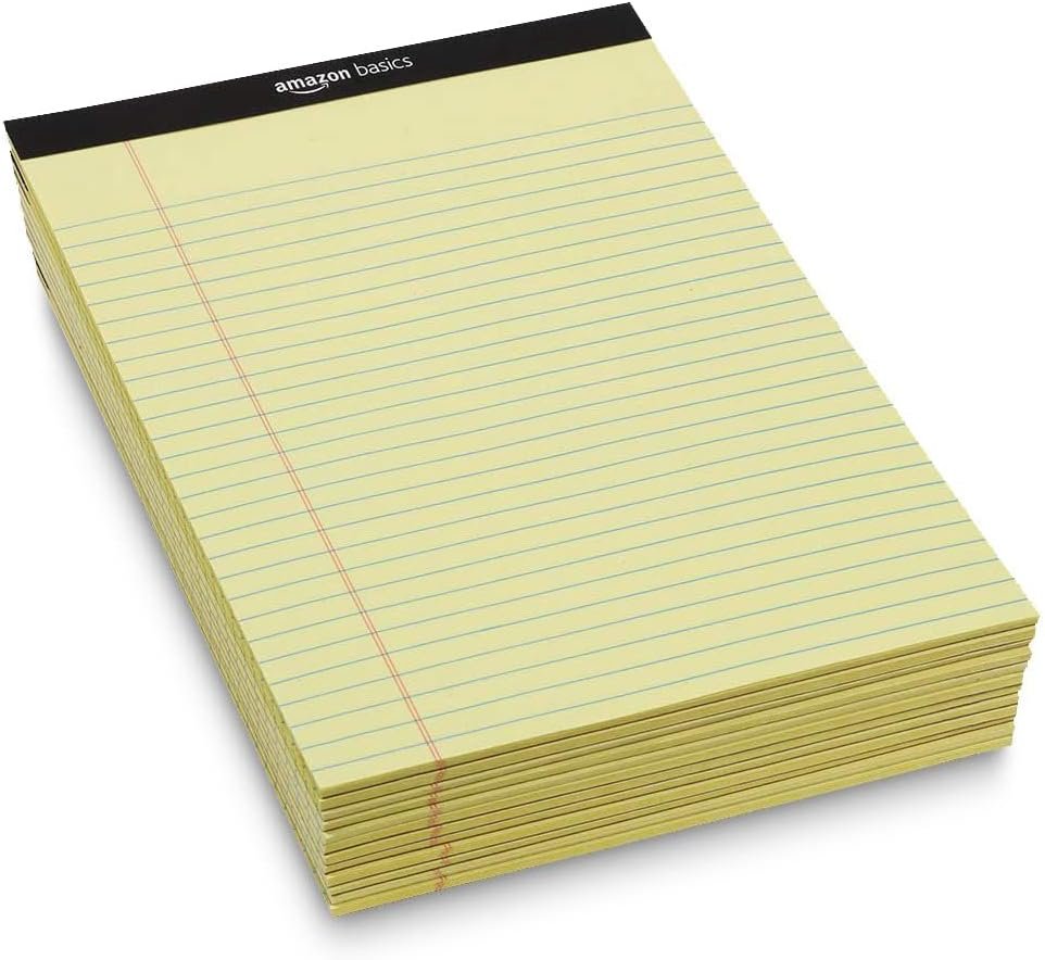 Amazon Basics Narrow Ruled 5 x 8-Inch Lined Writing Note Pads, 6 Count (50 Sheet Pads), Multicolor
