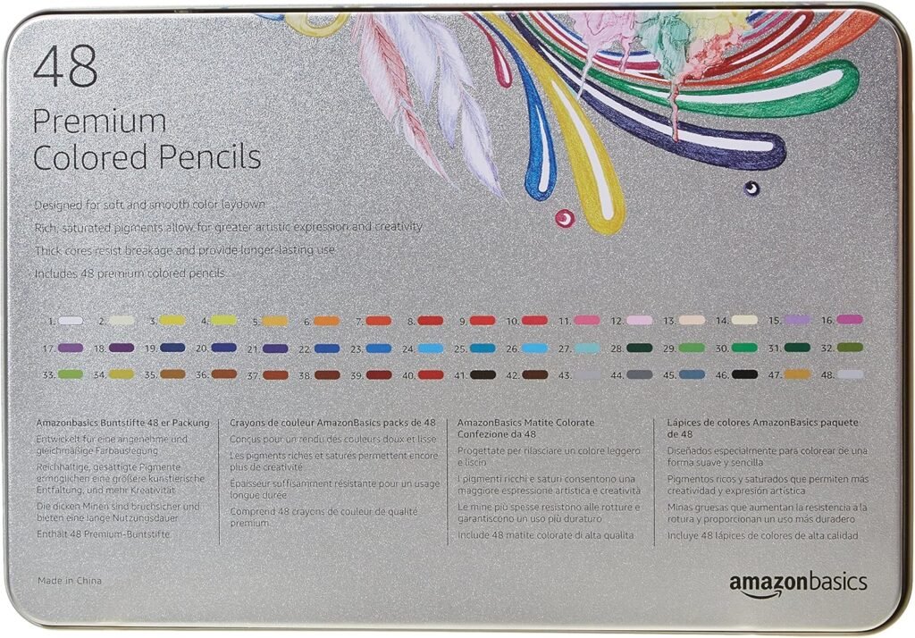 Amazon Basics - Premium Colored Pencils, Soft Core, 24 Count (Pack of 1), Multicolor