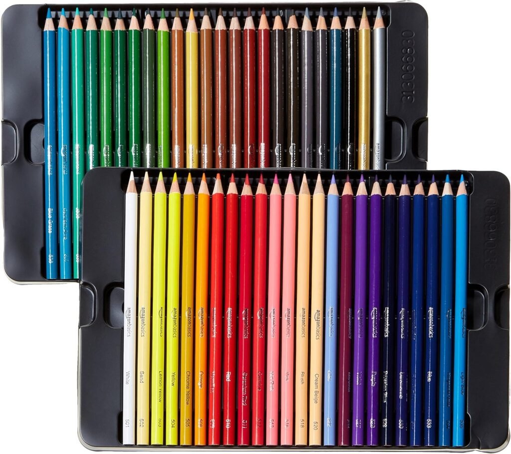 Amazon Basics - Premium Colored Pencils, Soft Core, 24 Count (Pack of 1), Multicolor