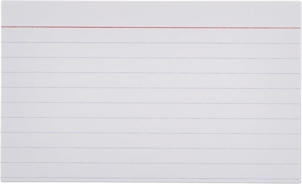 Amazon Basics Ruled Lined Index Cards, 1000 count, 10 Pack of 100, White, 3 in x 5 in