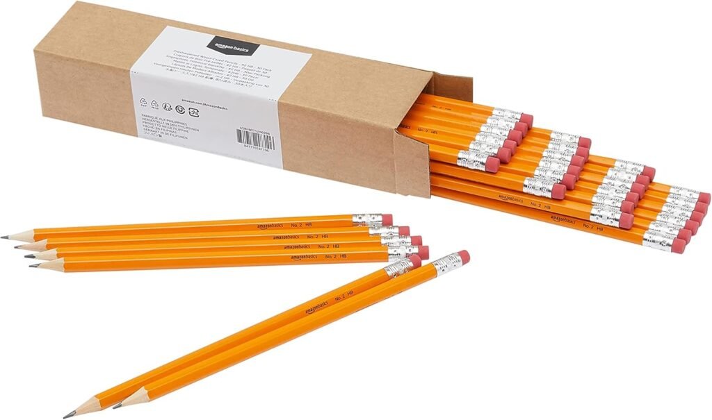 Amazon Basics Woodcased Classroom #2 Pencils with Erasers, Pre-sharpened, HB Lead, Value Pack of 30 count, Orange