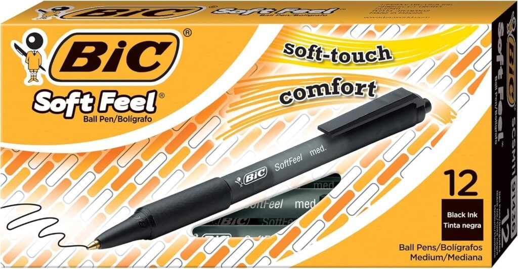 BIC Soft Feel Assorted Colors Retractable Ballpoint Pens, Medium Point (1.0mm), 36-Count Pack, Black and Blue Pens With Soft-Touch Comfort Grip, Perfect Color Pens For Note Taking