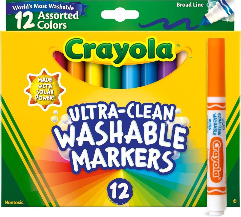 Crayola Broad Line Markers (12ct), Washable Markers for Kids, Arts  Crafts Supplies, Coloring Markers, Toddler Stocking Stuffers, 3+