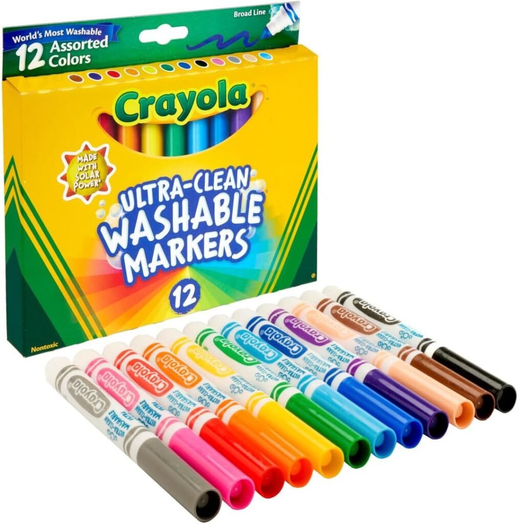 Crayola Broad Line Markers (12ct), Washable Markers for Kids, Arts  Crafts Supplies, Coloring Markers, Toddler Stocking Stuffers, 3+
