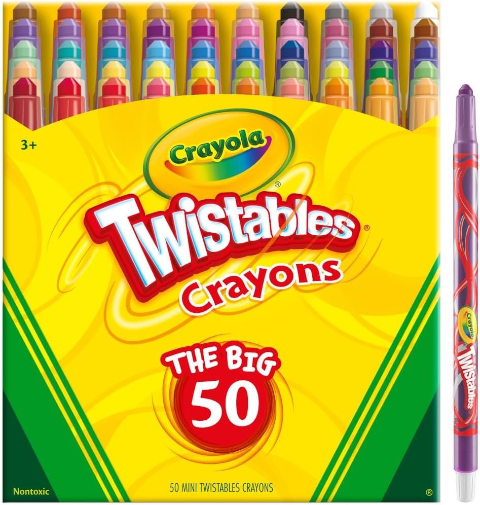 Crayola Mini Twistables Crayons (50ct), Crayons for Kids, Arts  Crafts Supplies, Toddler Crayons for Coloring Books, Stocking Stuffers