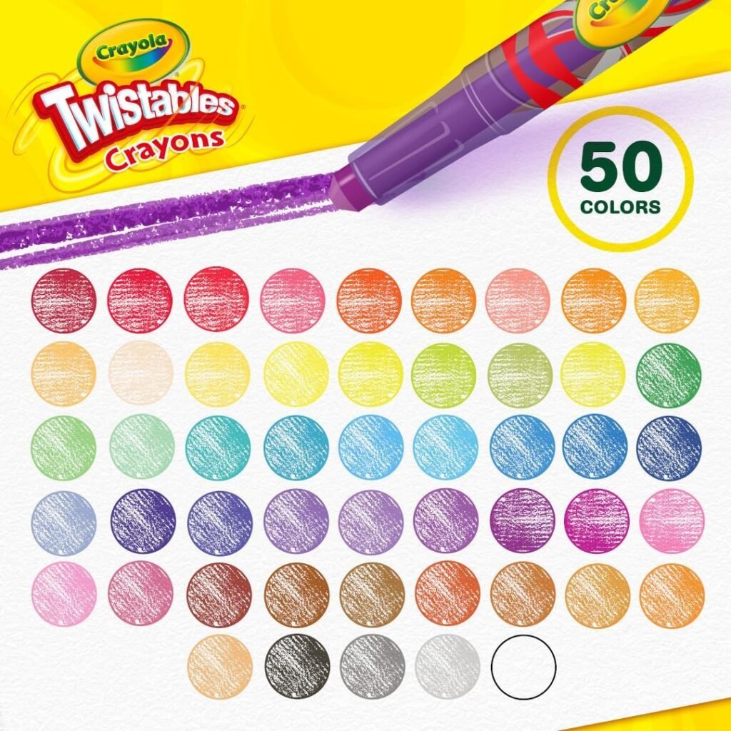 Crayola Mini Twistables Crayons (50ct), Crayons for Kids, Arts  Crafts Supplies, Toddler Crayons for Coloring Books, Stocking Stuffers