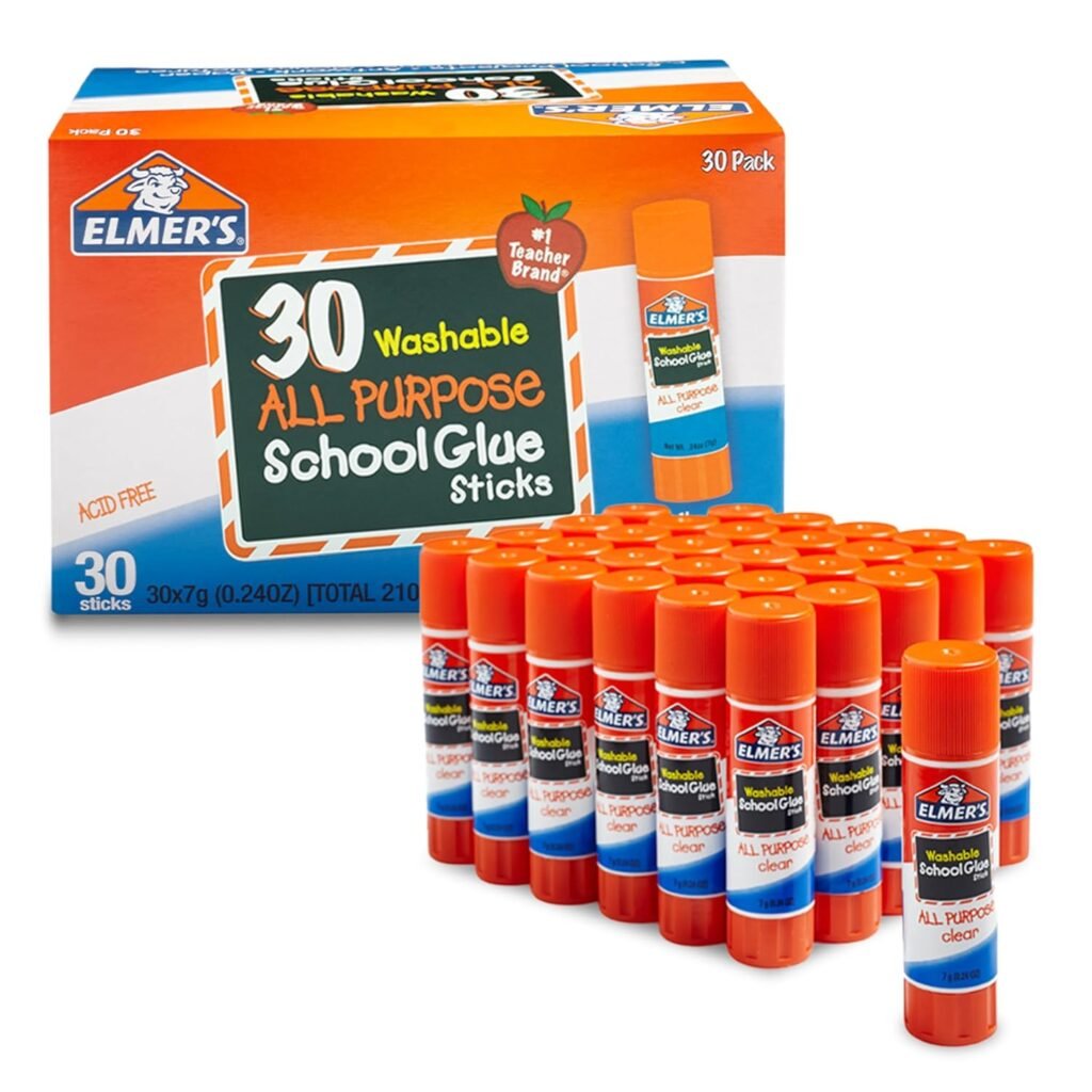 Elmers All Purpose School Glue Sticks, Washable, 7 Grams, 30 Count