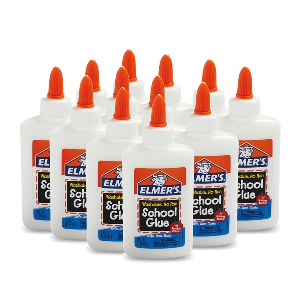 Elmers Liquid School Glue, Slime Glue  Craft Glue | Washable, 4 Ounces Each, Great for Making Slime, 12 Count