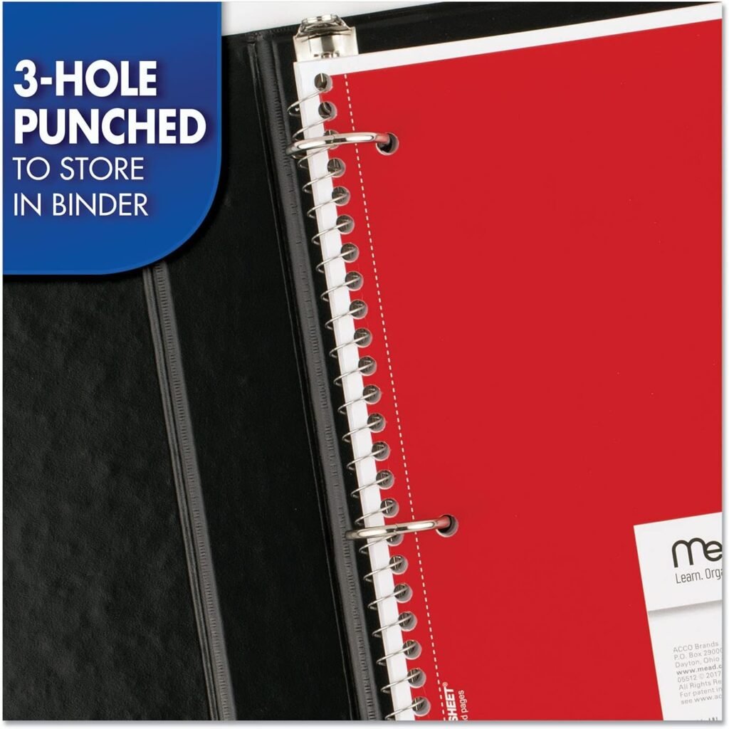 Mead Spiral Notebooks, 6 Pack, 1 Subject, College Ruled Paper, 7-1/2 x 10-1/2, 70 Sheets per Notebook, Color Will Vary (73065)