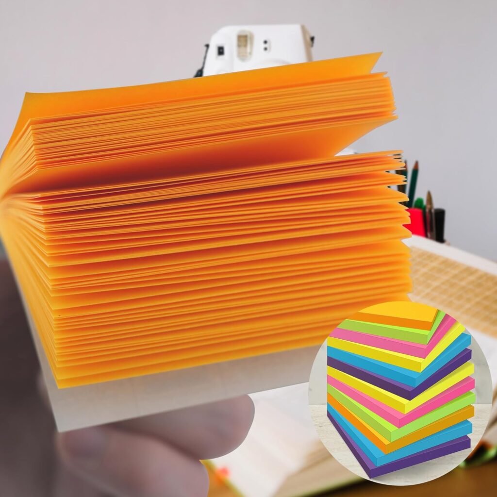 OHOME Sticky Notes - 12 Pads, 3”x3” - Colorful Self-Stick Post Notes Bulk - Office Desk Accessories | Teacher Classroom Must Haves,Aesthetic School Supplies for Home,Stocking Stuffers for Women Adult