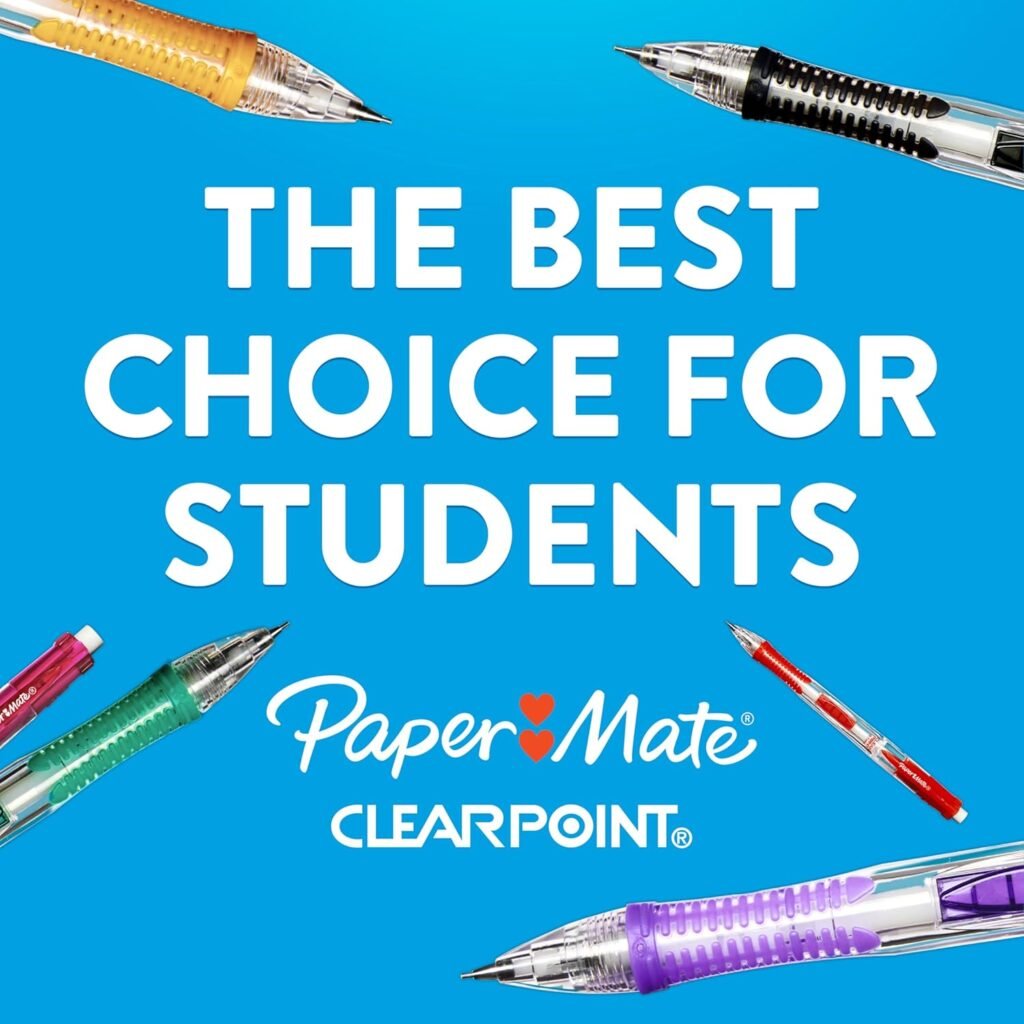 Paper Mate Clearpoint Mechanical Pencils 0.7mm, HB #2 Pencils Lead, Office Supplies, School Supplies, Teacher Supplies, Drawing Supplies, Drafting Pencils, Assorted Barrel Colors, 6 Count