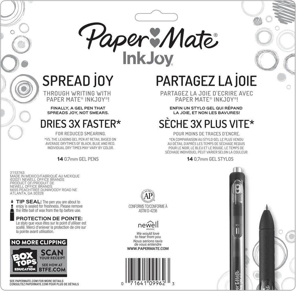 Paper Mate InkJoy Gel Pens, Medium Point, Assorted Colors, Set of 14