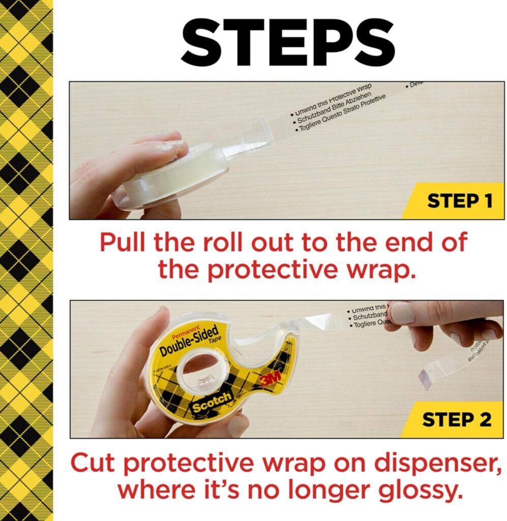 Scotch Double Sided Tape with Tape Dispenser, Office and School Supplies for Arts and Crafts, Alternative to Scrapbooking Tape, 0.5 in. x 500 in., 6 Tape Rolls With One Tape Dispenser