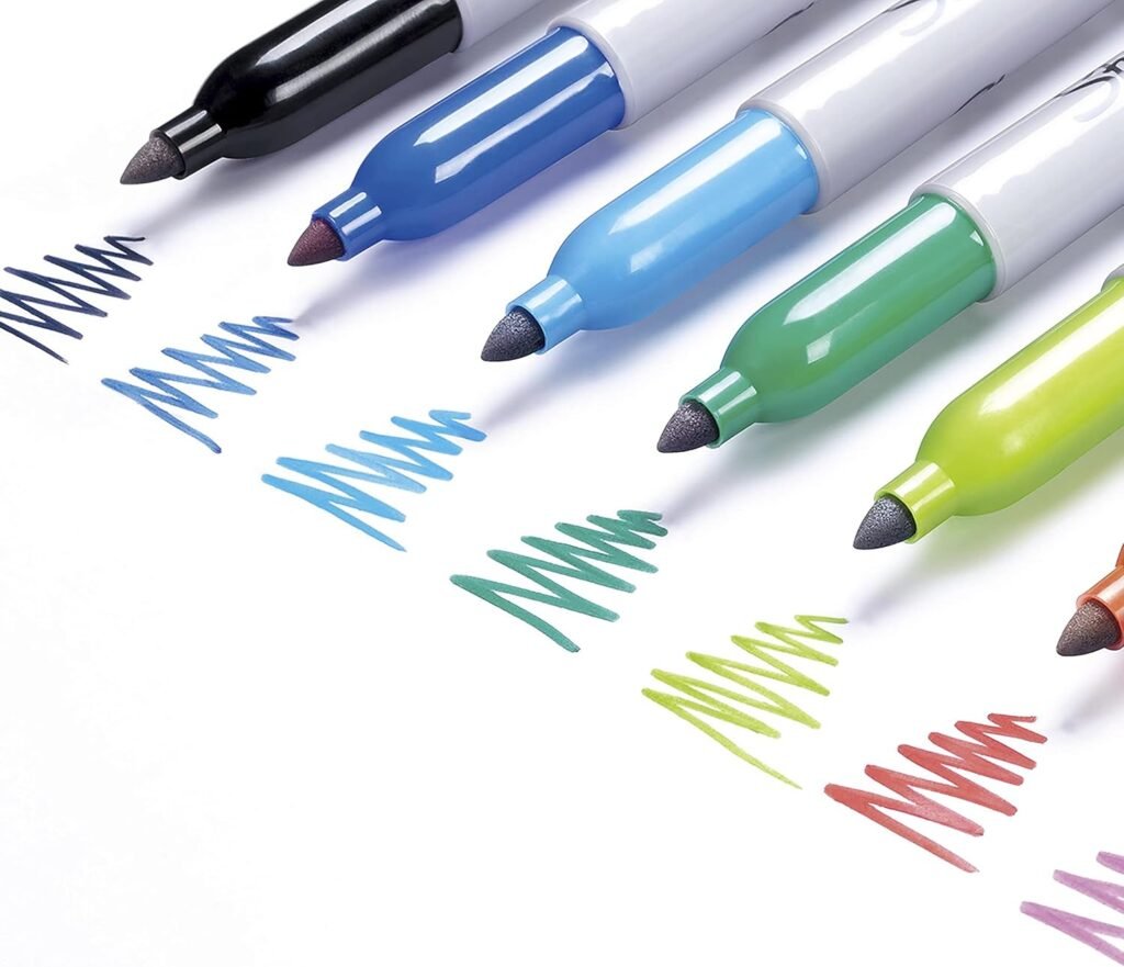 SHARPIE Permanent Markers, Quick Drying And Fade Resistant Fine Tip Marker Set For Wood, Plastic Paper, Metal, And More, Drawing, Coloring, And Poster Marker, Assorted Colors, 12 Count