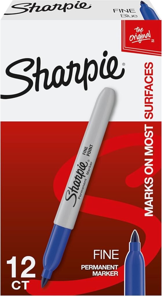 Sharpie Permanent Markers Set, Quick Drying And Fade Resistant Fine Point Marker For Wood, Plastic, Paper, Metal, And More, Drawing, Coloring, And Poster Marker , Black, 12 Count