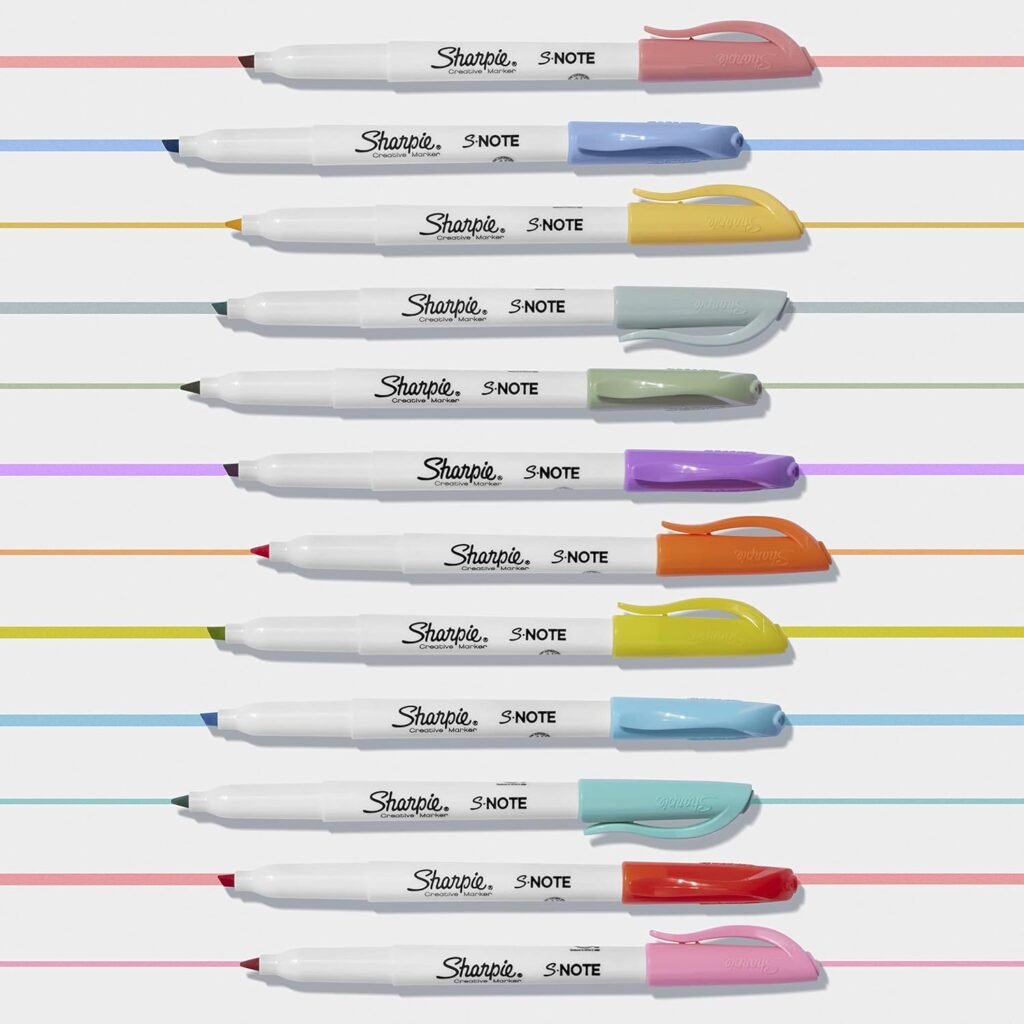 SHARPIE S-Note Creative Markers, Pastel Highlighters, Art Marker Set, Assorted Colors, Chisel Tip, 24 Count